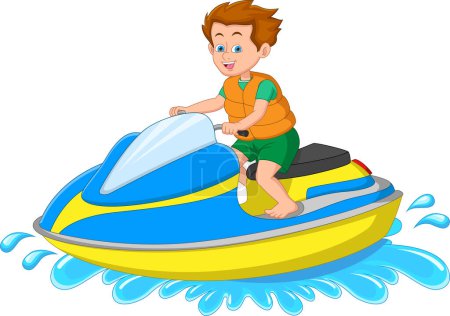 Téléchargez les illustrations : Boy riding a jet ski - en licence libre de droit