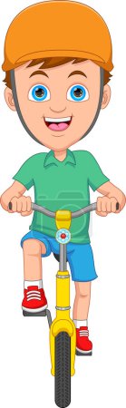 Téléchargez les illustrations : Heureux garçon en vélo - en licence libre de droit