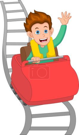 Illustration for Happy boy on a roller coaster - Royalty Free Image