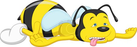 Téléchargez les illustrations : Dessin animé fatigué abeille mignonne - en licence libre de droit