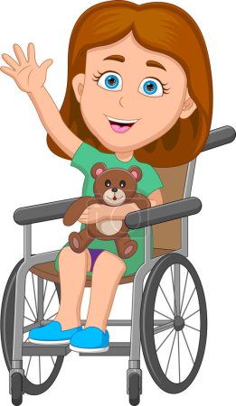 Téléchargez les illustrations : Fille heureuse sur un fauteuil roulant - en licence libre de droit