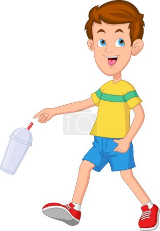 Illustration for Boy throwing garbage isolated on white background - Royalty Free Image
