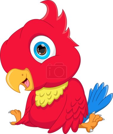 Illustration for Tired parrot cartoon on white background - Royalty Free Image