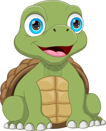 Illustration for Funny turtle cartoon isolated on white background - Royalty Free Image