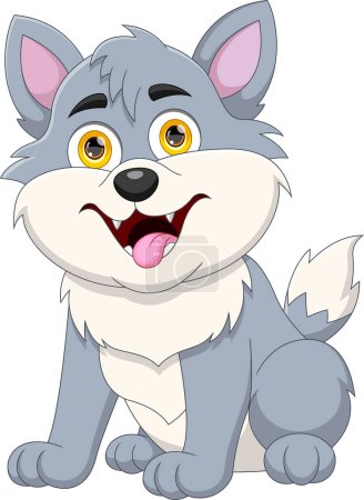 Illustration for Cute cartoon baby wolf on white background - Royalty Free Image