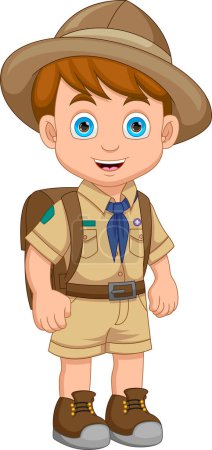 Illustration for Cute boy scout cartoon on white background - Royalty Free Image