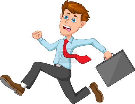 Illustration for Businessman running for on time on white background - Royalty Free Image