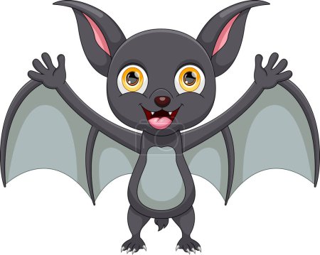 Ilustración de Lindo murciélago de dibujos animados sobre fondo blanco - Imagen libre de derechos