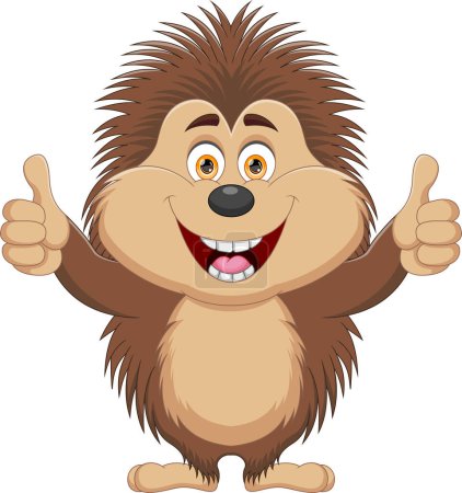Illustration for Cute porcupine thumbs up cartoon - Royalty Free Image