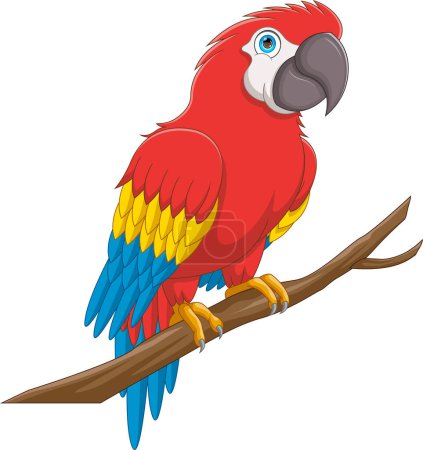 Illustration for Cute parrot cartoon on white background - Royalty Free Image