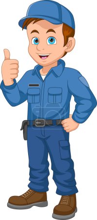 Illustration for Security guard gives thumbs up cartoon - Royalty Free Image