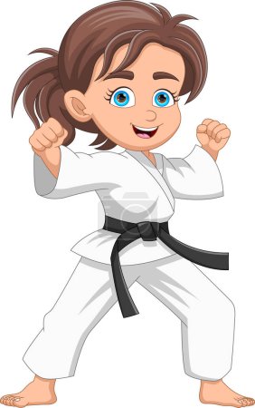 karate girl cartoon on white background
