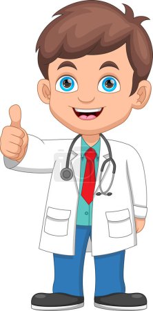 Illustration for Young doctor thumbs up cartoon - Royalty Free Image