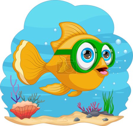 Illustration for Cute snorkeling fish cartoon - Royalty Free Image