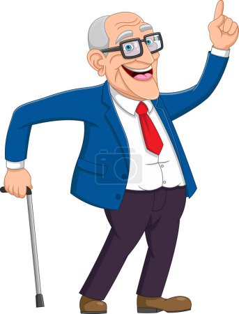 Téléchargez les illustrations : Happy grandfather cartoon on white background - en licence libre de droit