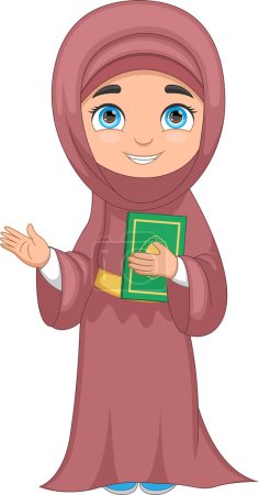 Illustration for Beautiful Muslim girl with the Quran - Royalty Free Image