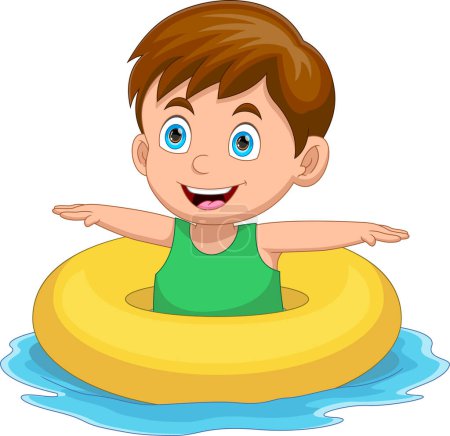 Illustration for Little boy playing with inflatable ring - Royalty Free Image