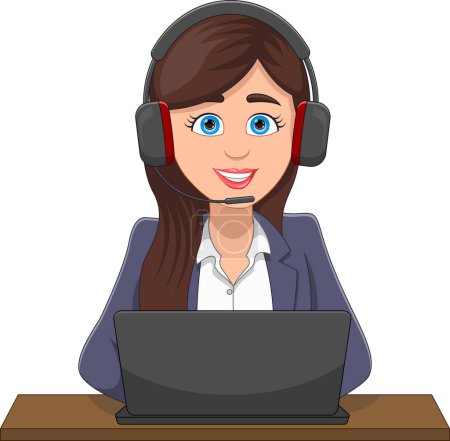 Illustration for Beautiful girl working in customer service - Royalty Free Image