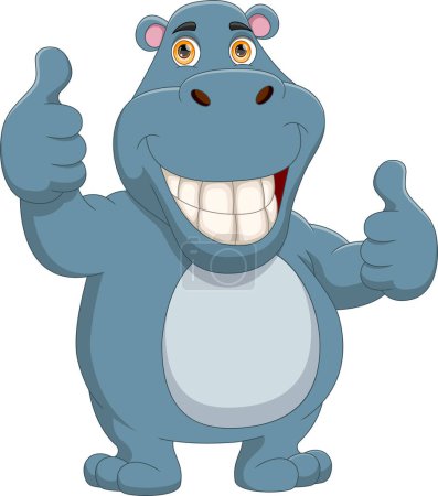 Illustration for Cute cartoon hippo thumbs up - Royalty Free Image