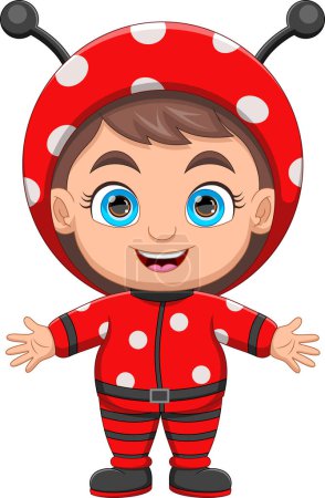 Illustration for Cute little girl in ladybug costume cartoon - Royalty Free Image