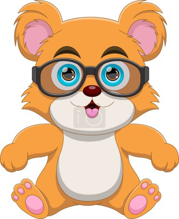 Ilustración de Lindo bebé gato usando gafas de sol dibujos animados - Imagen libre de derechos
