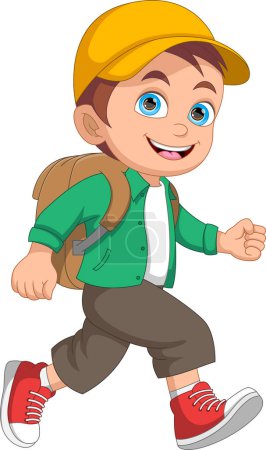 Illustration for Little boy go to school cartoon - Royalty Free Image