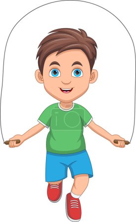 Illustration for Cartoon little boy playing jumping rope - Royalty Free Image
