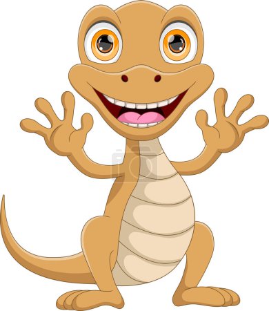 Illustration for Cute lizard waving cartoon - Royalty Free Image