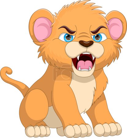 Téléchargez les illustrations : Bébé bébé lion dessin animé mignon - en licence libre de droit