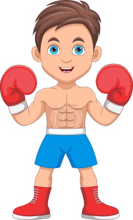 Illustration for Boxer boy cartoon on white background - Royalty Free Image