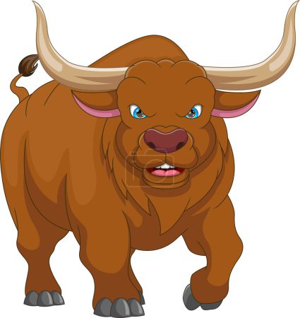 Illustration for Cute bull cartoon on white background - Royalty Free Image