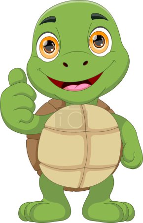 Téléchargez les illustrations : Mignonne tortue pouces jusqu'à dessin animé - en licence libre de droit