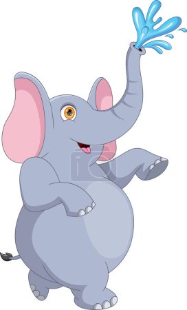 Illustration for Cartoon cute Elephant Spraying Water - Royalty Free Image