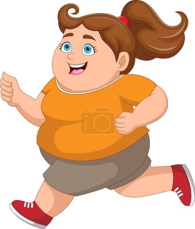 Illustration for Fat woman running cartoon on white background - Royalty Free Image