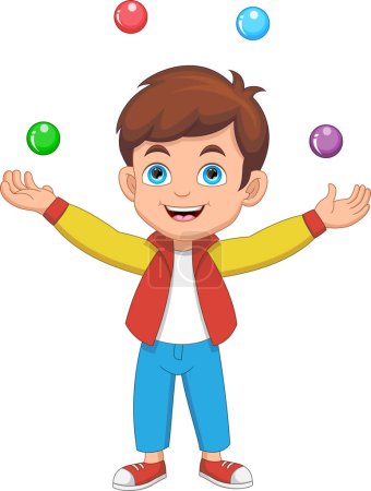 Illustration for Cute little boy juggling cartoon - Royalty Free Image
