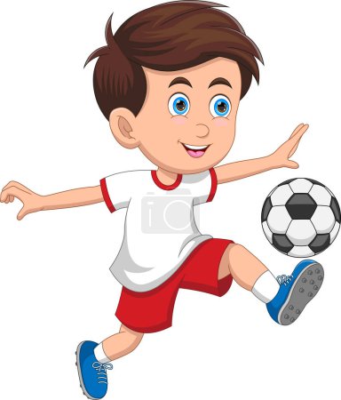 Téléchargez les illustrations : Petit garçon jouant au football - en licence libre de droit