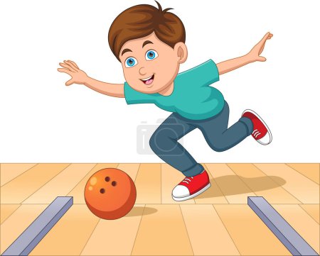 Illustration for Cute boy playing bowling - Royalty Free Image