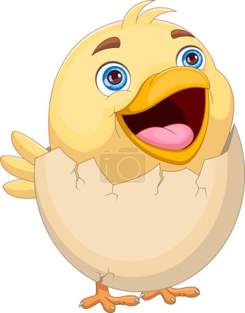 Illustration for Cartoon chick hatching from egg - Royalty Free Image