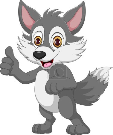 Illustration for Cute baby wolf thumbs up cartoon - Royalty Free Image