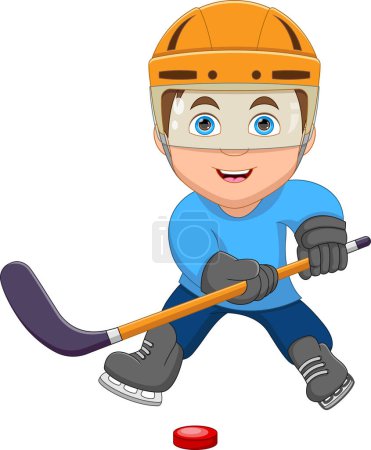 Illustration for Little boy playing ice hockey on white background - Royalty Free Image