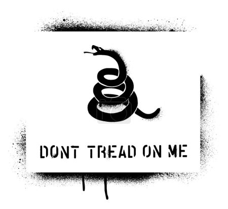 Illustration for Timber rattlesnake  silhouette and inscription DONT TREAD ON ME. The concept of living in freedom. Spray graffiti stencil. - Royalty Free Image