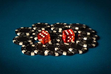 Craps is a dice game in which players bet on the outcome of two dice. Black chips obtained as a result of winning on the blue table in the club.