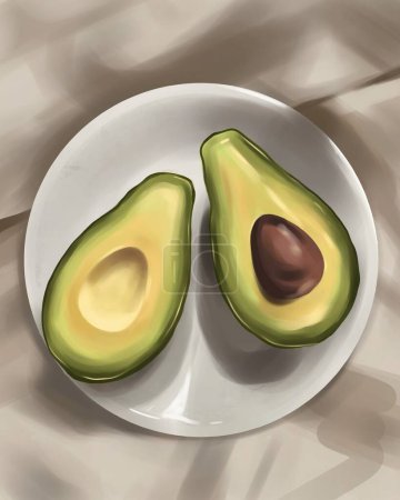 Photo for Cut avocado fruit on a white plate - Royalty Free Image