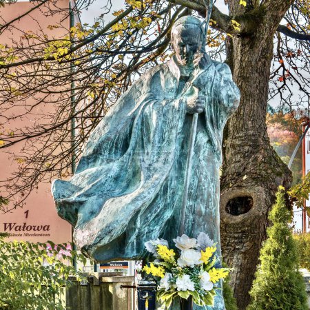 Photo for Monument to Pope John Paul 2 near the Catholic Church, Sanok, Poland. - Royalty Free Image