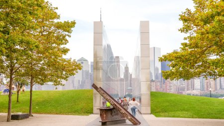 Photo for Empty Sky Memorial New Jersey for September 11 Terrorist Attack with Engraved Names of Victims. Patriot Day - New Jersey NY USA 2023-07-30. - Royalty Free Image