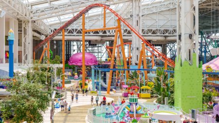 Photo for Nickelodeon Universe amusement park at the American Dreams mall. Largest indoor amusement park in the United States. East Rutherford, New Jersey - July 15, 2023 - Royalty Free Image