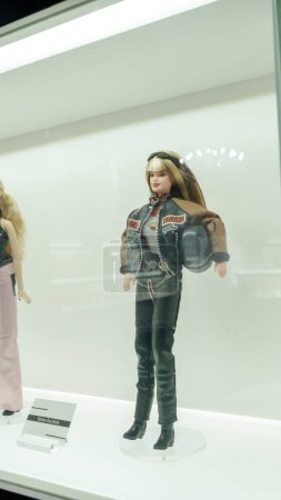 Photo for Barbie Expo display at downtown mall Les Cours Mont Royal, fashion stylish clothes of history. Large fashion exhibit of Barbie Dolls on display. Montreal, QC Canada - 10.22.2022. - Royalty Free Image