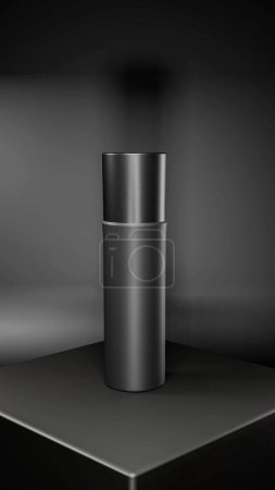 Foto de Botella de aerosol corporal Mockup, 3d Body Spray Mockup, Botella de perfume Mock Up - Imagen libre de derechos