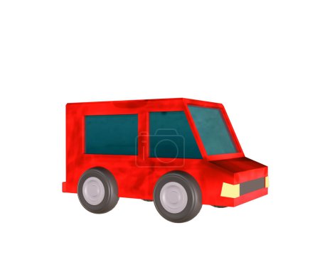 red toy car 3d illustration image