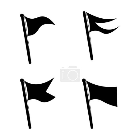 Set of black vector flags on a white background. Vector illustration.